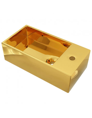 Lavandino con Troppopieno 49x25x15 cm in Ceramica Oro