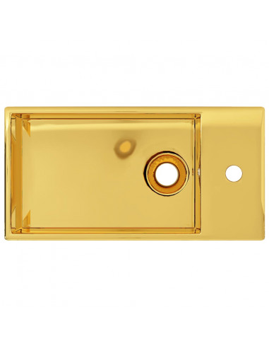 Lavandino con Troppopieno 49x25x15 cm in Ceramica Oro
