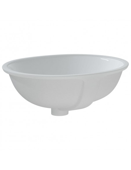 Lavandino da Bagno Bianco 47x39x21 cm Ovale in Ceramica