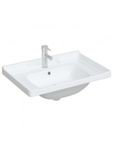Lavandino da Bagno Bianco 71x48x23 cm Rettangolare in Ceramica