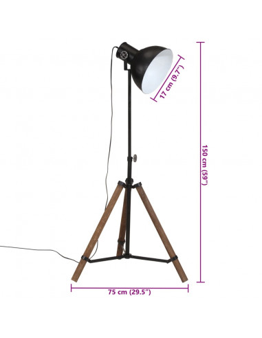 Lampada da Terra 25 W Nera 75x75x90-150 cm E27