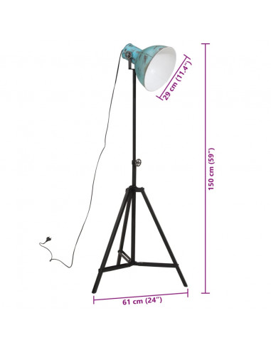 Lampada da Terra 25 W Blu Anticato 61x61x90/150 cm E27