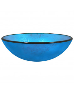 Lavandino in Vetro Temperato 42x14 cm Blu 2