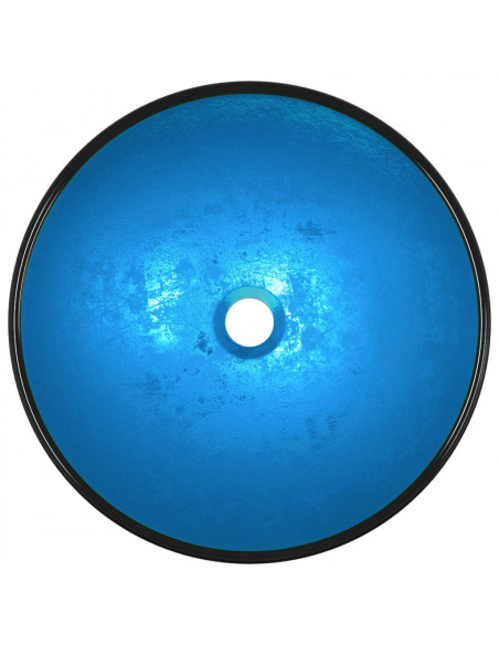 Lavandino in Vetro Temperato 42x14 cm Blu