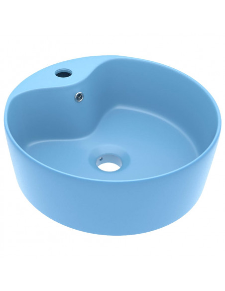 Lavandino con Troppopieno Azzurro Opaco 36x13 cm in Ceramica
