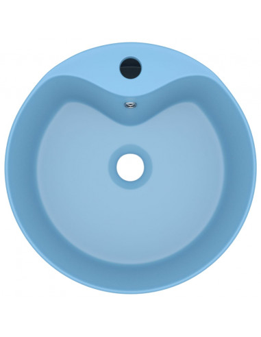 Lavandino con Troppopieno Azzurro Opaco 36x13 cm in Ceramica