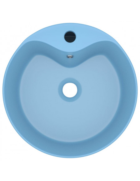 Lavandino con Troppopieno Azzurro Opaco 36x13 cm in Ceramica
