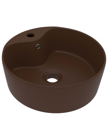 Lavandino con Troppopieno Marrone Scuro Opaco 36x13 cm Ceramica