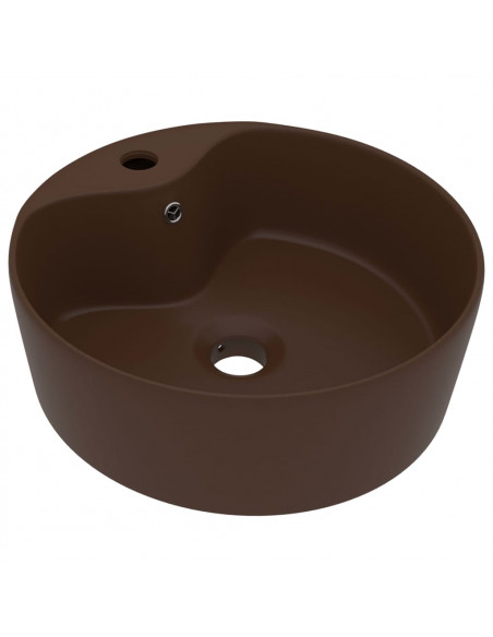 Lavandino con Troppopieno Marrone Scuro Opaco 36x13 cm Ceramica