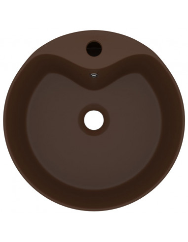 Lavandino con Troppopieno Marrone Scuro Opaco 36x13 cm Ceramica