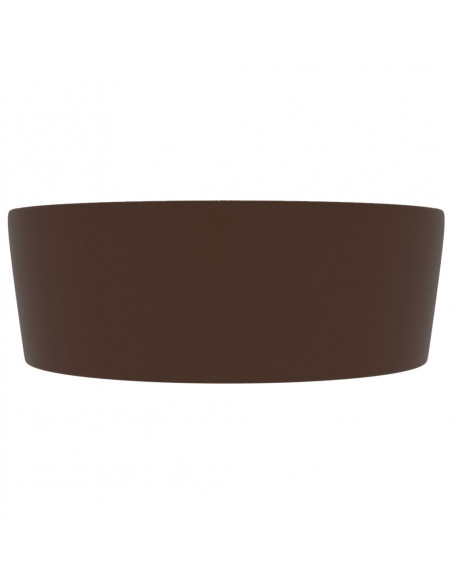 Lavandino con Troppopieno Marrone Scuro Opaco 36x13 cm Ceramica