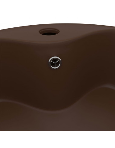 Lavandino con Troppopieno Marrone Scuro Opaco 36x13 cm Ceramica