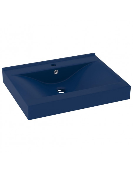 Lavandino con Foro Rubinetto Blu Scuro Opaco 60x46 cm in Ceramica
