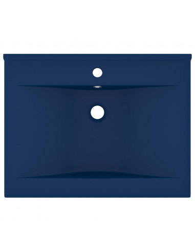 Lavandino con Foro Rubinetto Blu Scuro Opaco 60x46 cm in Ceramica