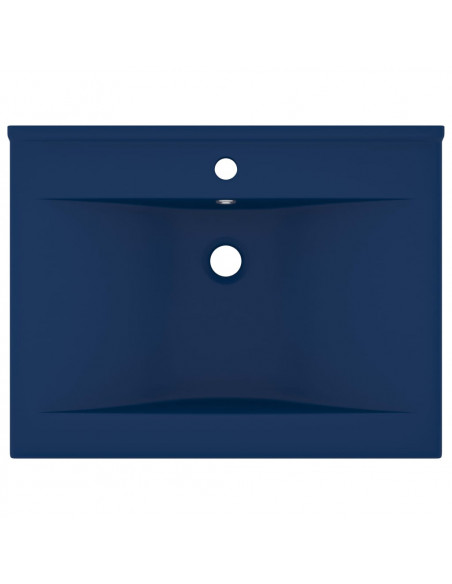 Lavandino con Foro Rubinetto Blu Scuro Opaco 60x46 cm in Ceramica