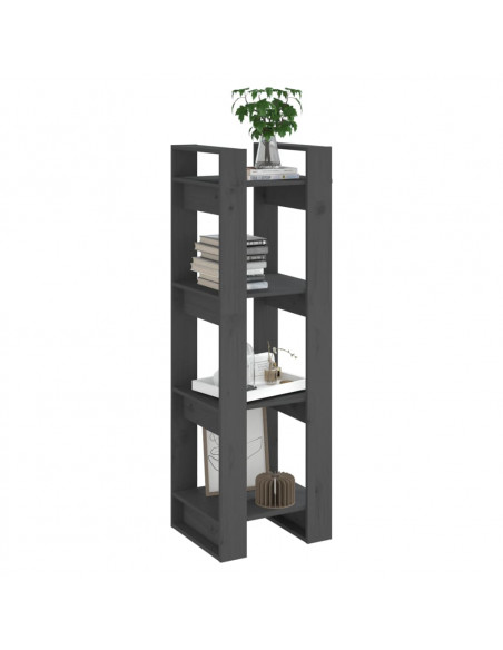 Libreria/Divisorio Grigio 41x35x125 cm Legno Massello di Pino