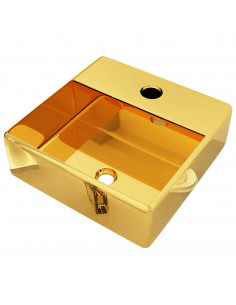 Lavandino con Foro per Rubinetto 38x30x11,5 cm in Ceramica Oro 2