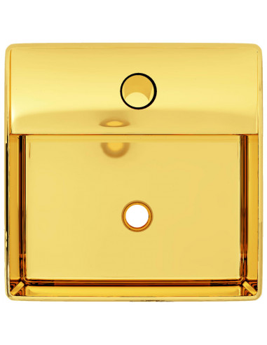 Lavandino con Foro per Rubinetto 38x30x11,5 cm in Ceramica Oro