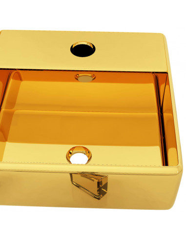 Lavandino con Foro per Rubinetto 38x30x11,5 cm in Ceramica Oro