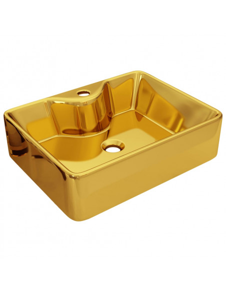 Lavandino con Foro per Rubinetto 45x32x12,5 cm in Ceramica Oro