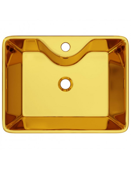 Lavandino con Foro per Rubinetto 45x32x12,5 cm in Ceramica Oro