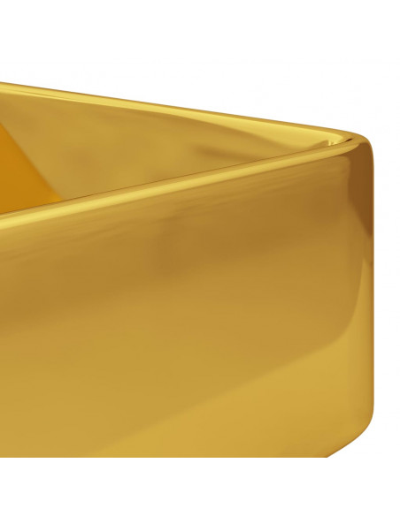 Lavandino con Foro per Rubinetto 45x32x12,5 cm in Ceramica Oro