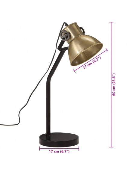 Lampada a Scrivania 25 W Ottone Anticato 17x17x60 cm E27
