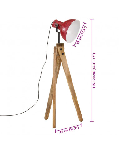 Lampada da Terra 25 W Rosso Anticato 45x45x120 cm E27