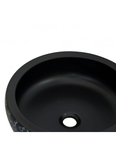 Lavabo da Appoggio Nero e Blu Rotondo Φ41x14 cm Ceramica