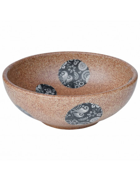 Lavabo da Appoggio Marrone e Blu Rotondo Φ41x14 cm Ceramica