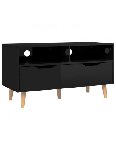 Mobile Porta TV Nero Lucido 90x40x48,5 cm Legno Multistrato