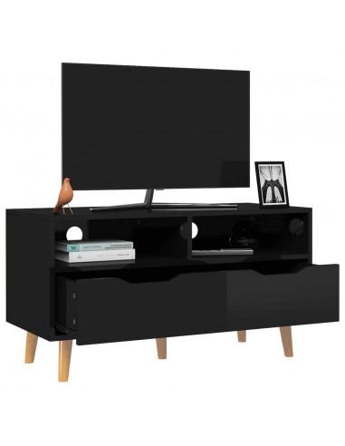 Mobile Porta TV Nero Lucido 90x40x48,5 cm Legno Multistrato