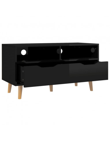 Mobile Porta TV Nero Lucido 90x40x48,5 cm Legno Multistrato