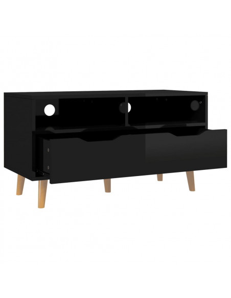 Mobile Porta TV Nero Lucido 90x40x48,5 cm Legno Multistrato