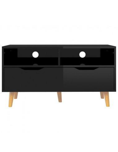 Mobile Porta TV Nero Lucido 90x40x48,5 cm Legno Multistrato