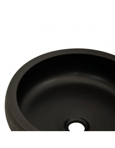 Lavabo da Appoggio Nero e Marrone Rotondo Φ41x14 cm Ceramica