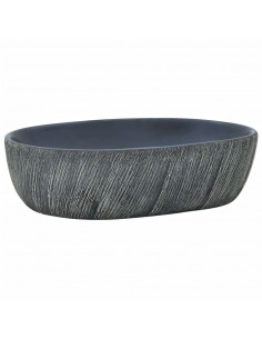 Lavabo da Appoggio Nero e Grigio Ovale 47x33x13 cm Ceramica 2