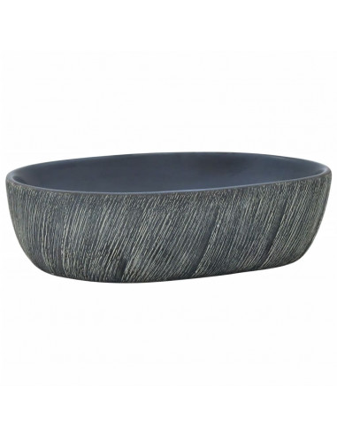 Lavabo da Appoggio Nero e Grigio Ovale 47x33x13 cm Ceramica