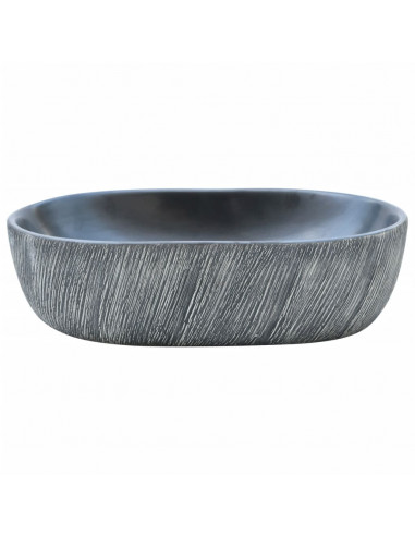 Lavabo da Appoggio Nero e Grigio Ovale 47x33x13 cm Ceramica