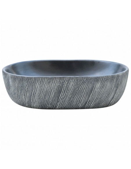 Lavabo da Appoggio Nero e Grigio Ovale 47x33x13 cm Ceramica