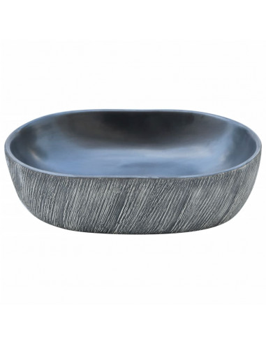 Lavabo da Appoggio Nero e Grigio Ovale 47x33x13 cm Ceramica
