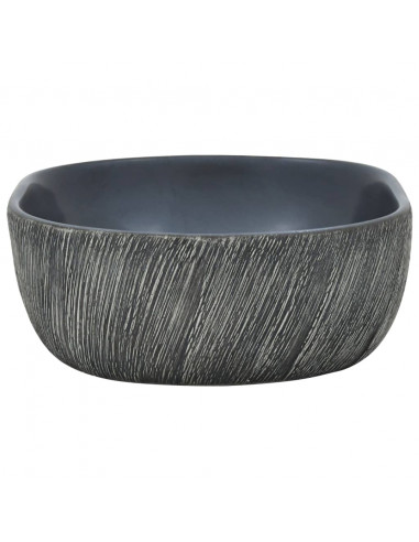 Lavabo da Appoggio Nero e Grigio Ovale 47x33x13 cm Ceramica
