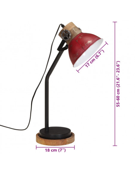 Lampada da Scrivania 25 W Rosso Anticato 18x18x60 cm E27