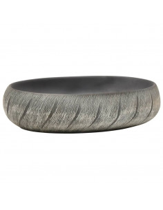 Lavabo da Appoggio Nero e Grigio Ovale 59x40x15 cm Ceramica 2