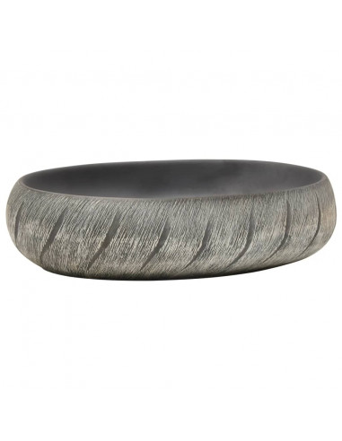 Lavabo da Appoggio Nero e Grigio Ovale 59x40x15 cm Ceramica
