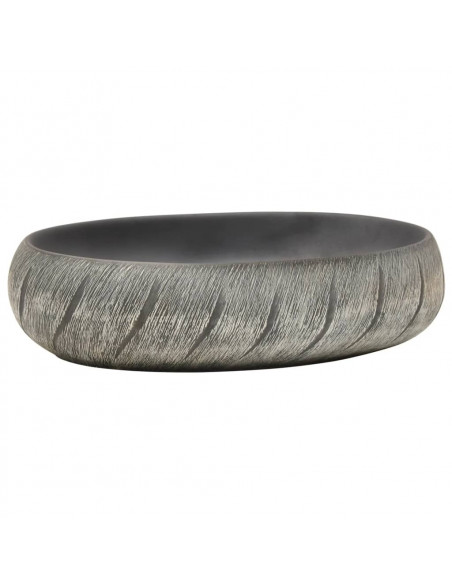 Lavabo da Appoggio Nero e Grigio Ovale 59x40x15 cm Ceramica