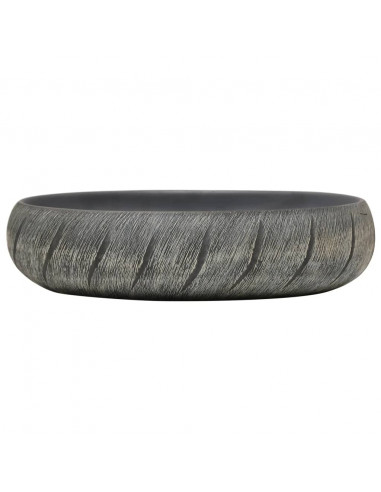 Lavabo da Appoggio Nero e Grigio Ovale 59x40x15 cm Ceramica
