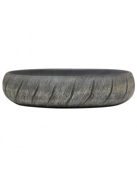 Lavabo da Appoggio Nero e Grigio Ovale 59x40x15 cm Ceramica