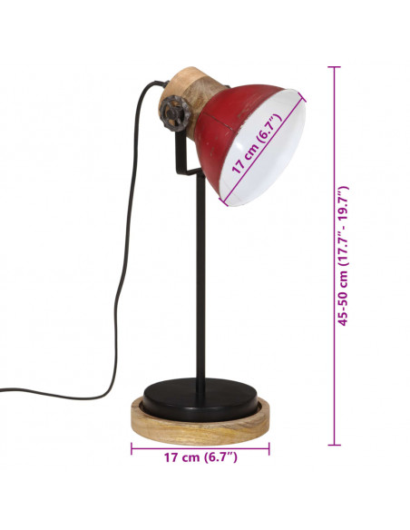 Lampada da Scrivania 25 W Rosso Anticato 17x17x50 cm E27