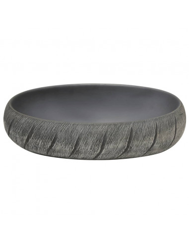 Lavabo da Appoggio Nero e Grigio Ovale 59x40x15 cm Ceramica